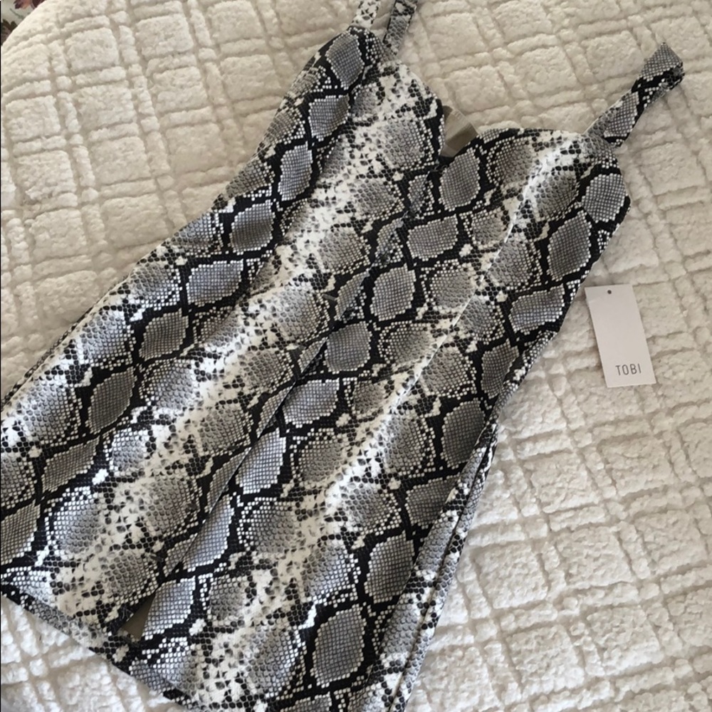 NWT Tobi Snake Print Faux Leather Bodycon Dress